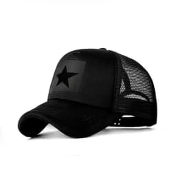 Unisex Summer Mesh Baseball Cap, Fashion Star Printed Adjustable Baseball Hat Snap Back Trucker Hat Ponytail Cap Outdoor Sports