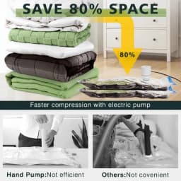 6Pcs Thick Rectangular Zipper Vacuum Bags W/Electric Pump, 110V US Plug Seal Bags: Ideal for Space-Saving Clothes/Bedding, Quiet