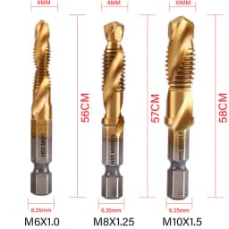 M3 M4 M5 M6 M8 M10 Tap Drill Bits 1/4 Hex Shank Machine Hand Taps Titanium Coated HSS Drilling Tap Bits Thread Screw Tools
