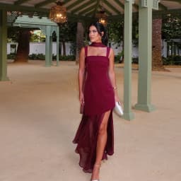 Color Block Twist Bust Slit Maxi Dress Spaghetti Strap Form-Fitting 2026 Summer Fashion Chic Bold Women Wedding Guest Gala Dress