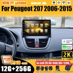 Android 16 7/9 Inch For Peugeot 206+ 207 207CC 2006 - 2015 Stereo Head Unit 2K QLED GPS Navigation Touch Screen 5G RDS 8 Core