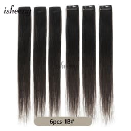 Isheeny 6PCS Mini Clip in Human Hair Pad 1Clip On Machine Weft Hair Extensions 12'-16' 30g/Pack Natural Straight Clip Hair Piece