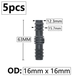 5pcs 16/20/25mm PE Pipe Barb Connector Straight Tee Elbow Plug Garden Water Hose Reducing Splitter Joint Drip Irrigation System
