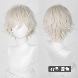 Anime Upgraded 32cm Short Flipped Ends Cosplay Wig Green Blue Purple Pink Man Women Heat Resistant Synthetic Hair
