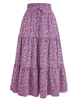 Women's Summer Solid Color Bohemian A-line Midi Skirts 2025 New Female Vacation Casual Loose Faldas