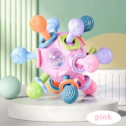 Newborn Infant Shake Grab Spin Multi Sensory Ball Toy 3 in 1 Soft Silicone Chew & Grab Toy for Babies 0-12 Months Christmas Gift