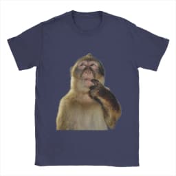 Thinking Monkey Meme Graphic T-Shirt, Unisex Casual Funny Animal Print Short Sleeve Women And Men T-shirts