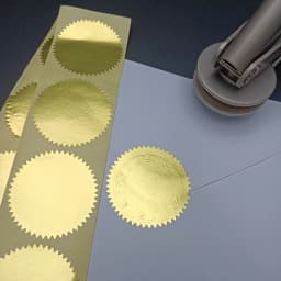2 Inch Color Blank Gear Embosser Sticker Golden Glossy Embossing Stamp Sticker Seal Package for Gift Scrapbook Sealing Sticker