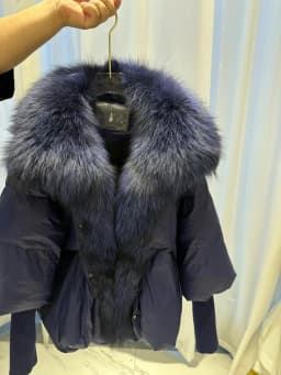 OFTBUY New Duck Down Jacket Winter Coat Women Super Large Real Silver Fox Fur Collar Jacket Knit Sleeve Fashion Luxury Outerwear
