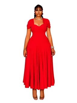 Summer Dress for Women Solid Color Square Collar Casual Plus Size Dress Strapless Slim Fitting Classy Elegant Dress Mid Length