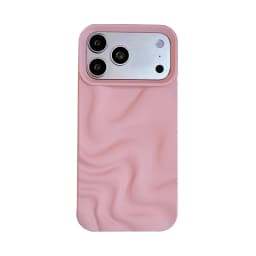 Stylish 3D Bump Wave Shiny Pink Back Cover For iPhone Air 11 12 13 14 15 17 18 Pro Max Phone Case