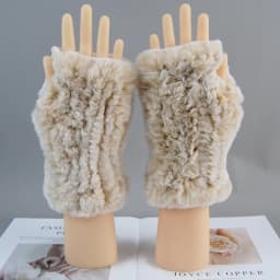 2026 New Fashion Real Rex Rabbit Fur Gloves Women Winter Genuine Fur Mittens Girl Fingerless Gloves Wrist Warmer Elastic Fluffy