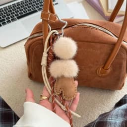 PU Leather Star Keychain Pentagram Car Keyring with Woven Acrylic Heart Snow Boots Pendant Creative Bag Charms