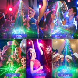 HCWE  21 Lens LED Stage Lamp DJ Projector Strobe Effect Laser Lights Party 21 Eyes Disco Light for Night Club Bar KTV Lighting