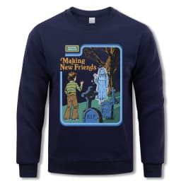Making New Friends Sweatshirt Men Casual Fleece Pullovers Hip Hop O-Neck Long Sleeve Autumn Warm Unisex Vintage Loose Clothing
