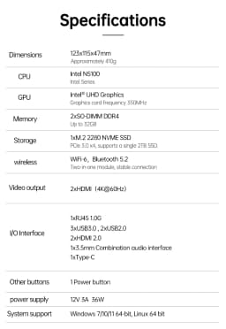 SZBOX N5100 MINI PC Intel Celeron N5100 Windows 11 PRO DDR4 M.2 NVME SSD WIFI 6 BT5.2 RJ45 Desktop Office Mini Pc Computer