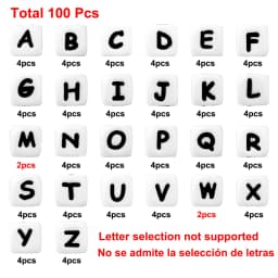 100Pcs 12mm Letter Silicone Beads for DIY Name Jewelry Making Bracelet Necklace Beaded Pen Accessories Keychain Beads Craft