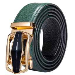 High Quality Green Faux Leather Belts For Men Metal Automatic Buckle Men's Belt Luxury Famous Brand Waist Strap DiBanGu
