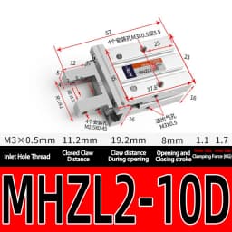 MHZL2 Pneumatic Gripper Double Acting Air Finger Cylinder 10S 16S 20S 25S 16D 20D 25D Parallel Gripper