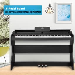 MUSTAR Digital Piano 88 Keys Semi Weighted keyboard Electric Piano Set with 3 Pedals Ideal Entry Level Set Black Wood Optics