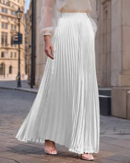 2026 New Spring Summer For Women 22 Solid Colors Midi Flowing Draped Large Hem Long High Waist Pleated Skirt Sweet Elegant