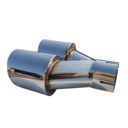 1 Pcs Universal Car Stainless Steel Tail Throat Length Y-Shaped Double Out Twill Glossy Exhaust Muffler Tip
