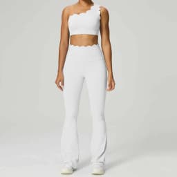 Women Yoga Set 2 Piece High Elastic Slim Fit High Waist Leggings Gym Tops Tummy Control Booty Lifting Workout Activewear