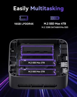 Mini PC AMD R5 7430U 16GB LPDDR4X 512GB M.2 SSD Windows11Pro WiFi Triple 4K Display Desktop Computer For Office Light Gaming