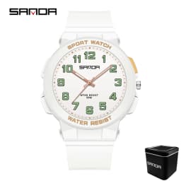 Sanda 6123 Trendy Design Soft Student Watch TPU Strap 50M Depth Waterproof Quartz Movement Children Fashion Sports Wrist Watch