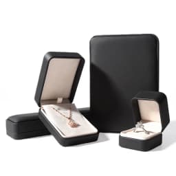 Black PU Leather Jewelry Box  Ring Bracelet Necklace Storage Case Mini Jewelry Packaging Gift Box For Wedding Valentines Gift