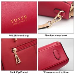 FOXER Split Leather Shoulder Bag Women Top Handle Handbag Female Large Capacity Tote Bag Simple Luxury Crossbody Purse