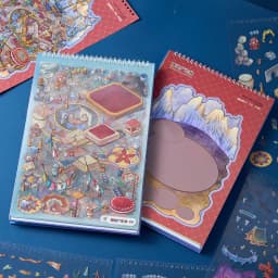 Plus Size 8in1 Kawaii 3D Cartoon Exotic Town Miniature Scene Stickers Book DIY Handmade Stacking Scrapbook Stickers