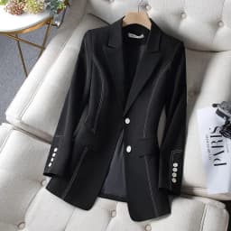 Bright Line Decoration Suit Jacket Women's 2025 New Spring Autumn Women's Clothing Fat Sister Slim Thin Blazer Suit Jacket Top