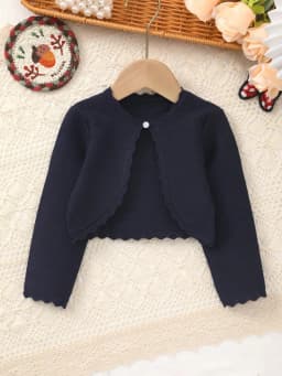 Baby Girl's Spring Elegant and Sweet Solid Color Knitted Shawl with Lace Design Adds a More Gentle Touch