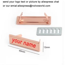 50-100PCS Laser YOUR NAME 45*13MM Metal Label Long Rectangle Purses Label Tags Metal Logo For DIY Handbag Bags Metal Labels