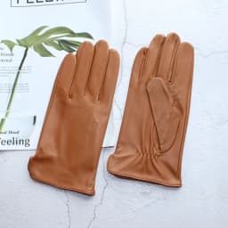 Men's Sheepskin Driving Gloves Solid Color Thin Single Leather Unlined Touch Screen Fashion Ripple Riding Motorcycle Gloves