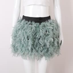Women Solid Fluffy Feather Mini Skirt Elastic High Waist Short Skirt Halloween Carnival Party Stage Cosplay Costume Club Outfit