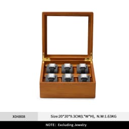 Oirlv Wood Watch Storage Box Delicate Dustproof Glass Cover Watch Box Wristwatch Collection Box Display Storage 6-Gird Watch Box
