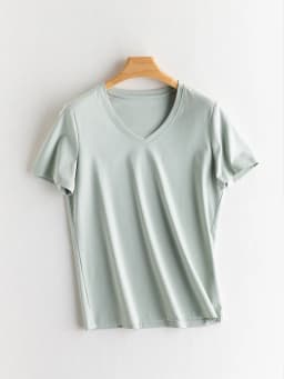 SuyaDream Women Solid T Shirts, Silk Cotton Blend, O Neck, Short Sleeved Solid Tee, 2025 Summer Candy Colors Basic Cozy Top Gree