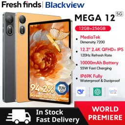 【World premiere】Blackview MEGA 12 Tablet 5G 12.2" 2.4K 120Hz Display Dimensity 7200 CPU IP69K Waterproof 50MP 10000mAh Pad PC
