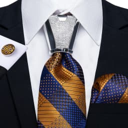 DiBanGu Business Plaid Black Solid Luxury Elegant Silk Ties for Men Designer Tie Buckle Handkerchief Cufflinks Wedding Accessory