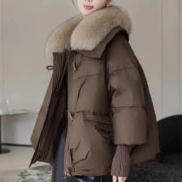 Winter New 2025 Down Cotton Jacket Short Parka Coat Western Korean Version Loose Cotton Jacket Big Fur Collar Thick Overcoat