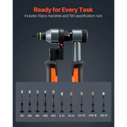 SucceBuy Rivet Nut Tool Kit Ratchet Rivnut Tool Kit Metric and SAE Size with 7/8/10/13 Mandrels and Nuts a Rugged Carrying Case