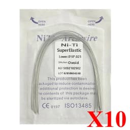 10pack AG Dental Arch Wires Orthodontic Super Elastic NITI Round Rectangle Archwire Lower/Upper 012/014/016/018/020/16x16/16x22