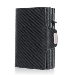 Pop-Up RFID Slim Card Holder Wallet for Men Minimalist Leather Credit Card Wallet with Cash Slot Coin Pocket EDC Travel Wallet