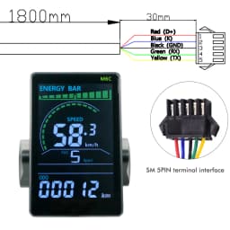 (Custom)UART2 Electric Bike Bicycle LCD Display Meter SM/Waterproof Connection Plug Ebike Intelligent Display