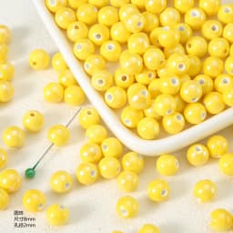 Exclusive Hand-painted Yellow Ceramic Straight Hole Bead Jewelry For Summer