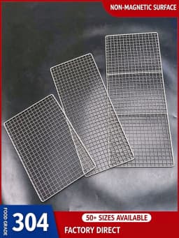 Stainless Steel 304 Food Grade 15-70CM Rectangle BBQ Barbecue Grill Wire Grid Mesh Net