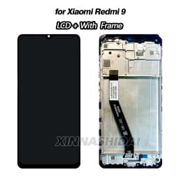 6.53 Inch LCD For Redmi 9 Display Touch Screen Digitizer Assembly with Frame And Battery Cover for Redmi 9 M2004J19G M2004J19C