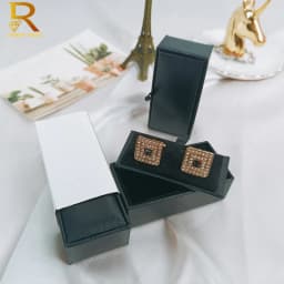1pc Quality Mens Cufflinks Package Casket Black Leather Cufflinks Jewelry Storage Organizer Gift Box Case Holder